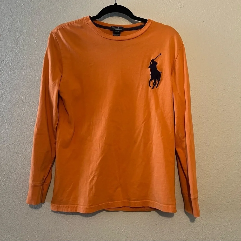 Polo Ralph Lauren Boys Large (14-16) Orange Long Sleeve Cotton T-Shirt
